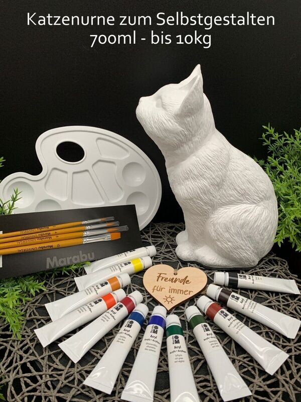 Handgefertigte Katzenurne zum Selbstgestalten DIY (700ml) Keramik bis 10kg