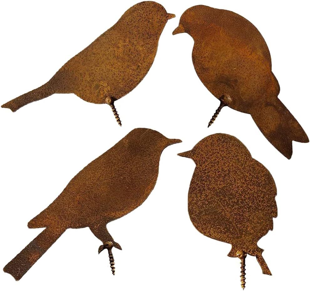 4 Pcs Rusty Birds Decoration Metal Birds DXF Garden laser file