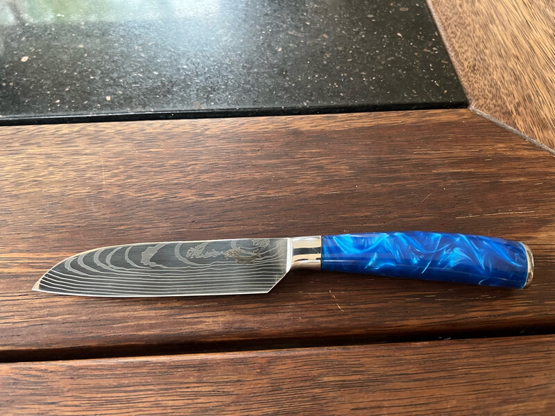 Small Santoku Knife Blue