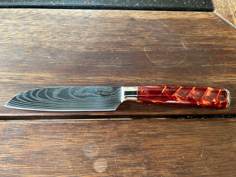 Small Santoku Knife Red/Brown