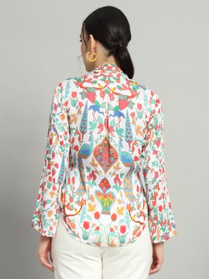 Peacock Print Empire Top