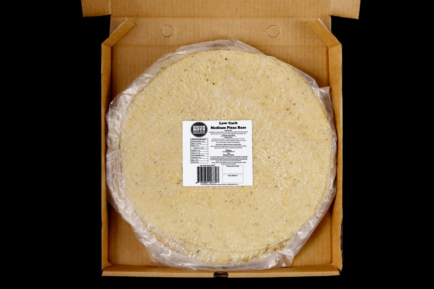 BOX Low Carb Cauliflower Pizza Bases 12 x 26 cm