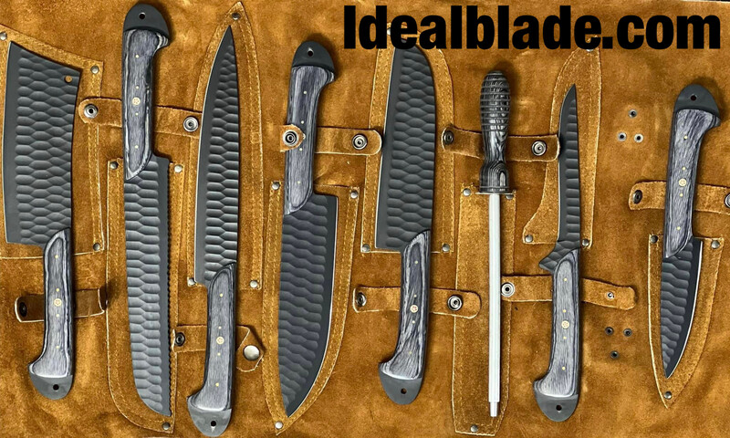 8 Piece Carbon Steel Bbq &amp; Kitchen Knife Set