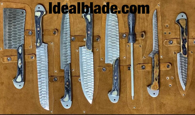8 Piece Damascus Steel Bbq &amp; Kitchen Knife Set