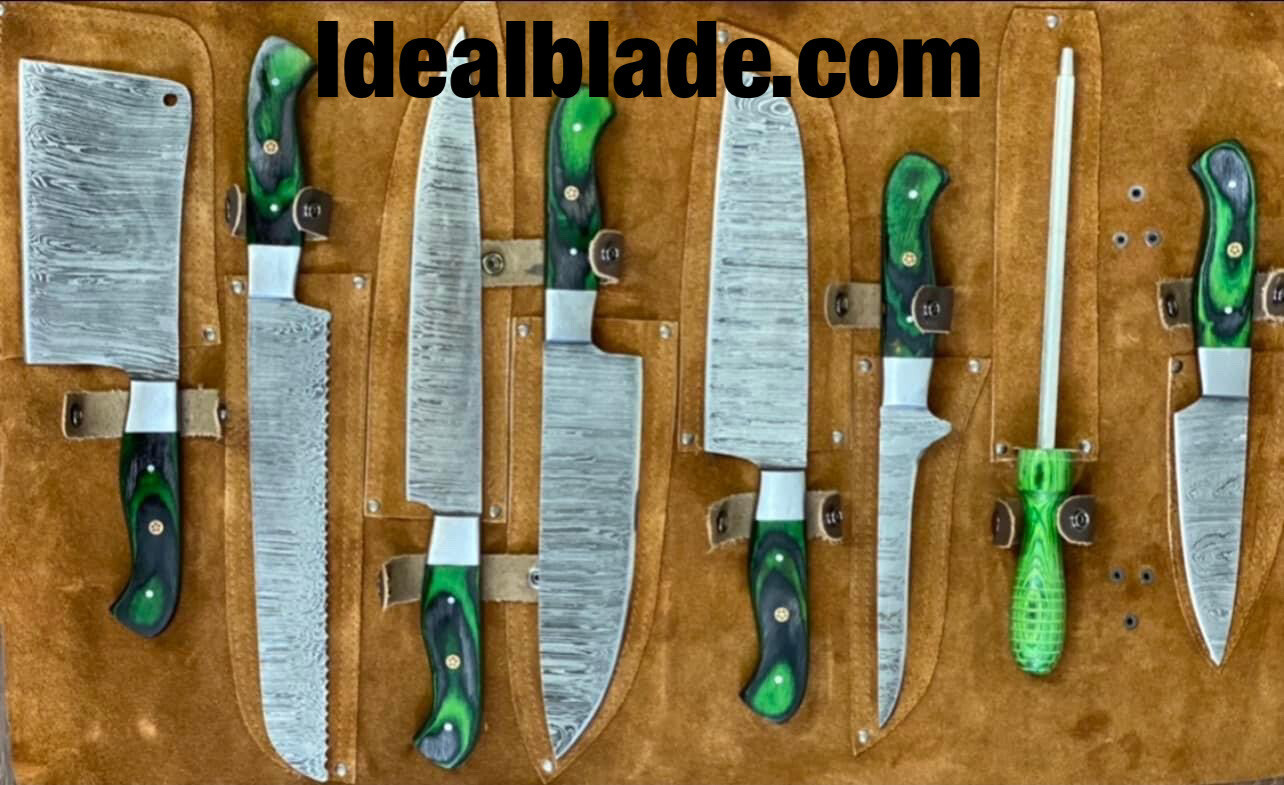 8 Piece Damascus Steel Bbq & Kitchen Knife Set