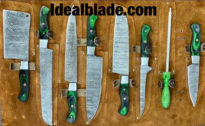 8 Piece Damascus Steel Bbq &amp; Kitchen Knife Set