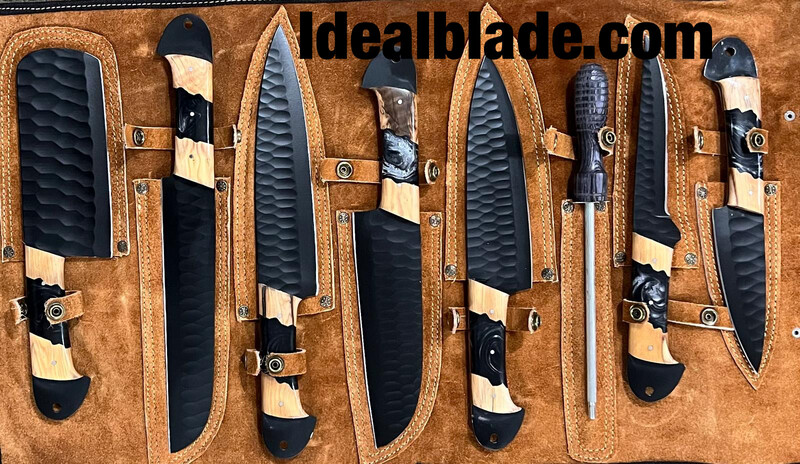 8 Piece Carbon Steel Bbq &amp; kitchen Knife Set