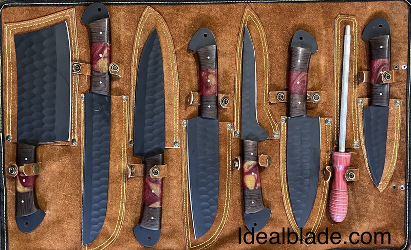 8 Piece Carbon Steel Bbq &amp; kitchen Knife Set