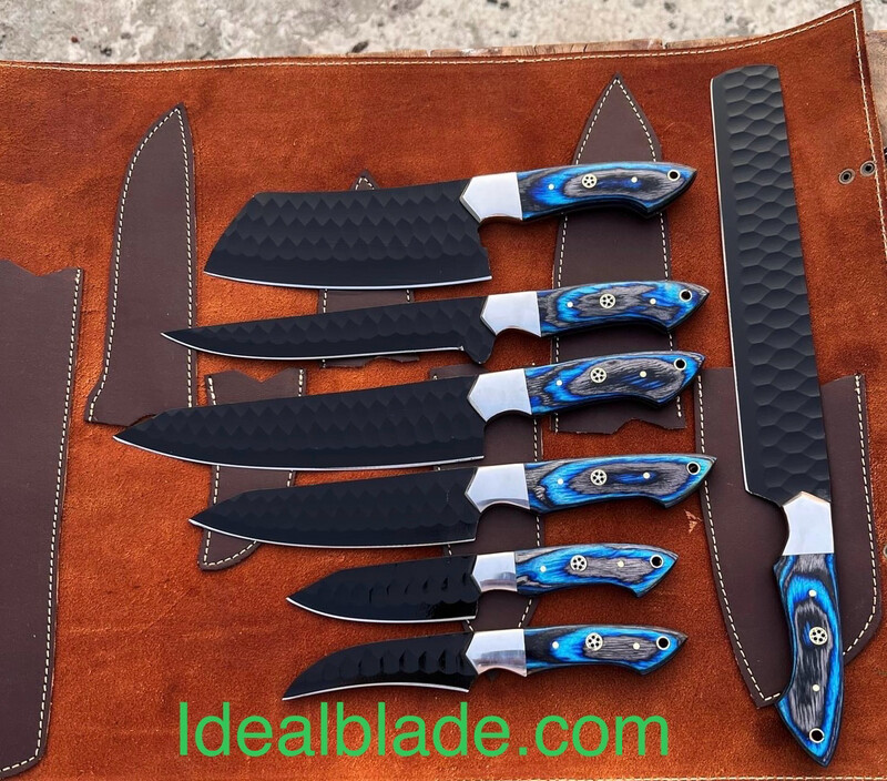 7 Piece Carbon Steel Bbq &amp; Kitchen Knife Set