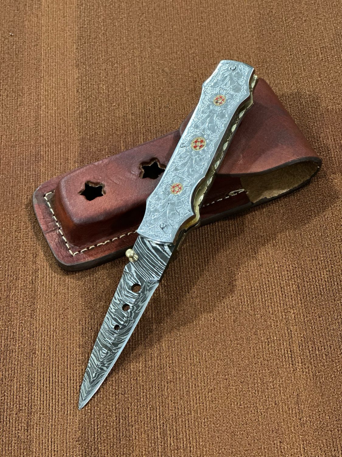 Damascene Steel Folding Knife