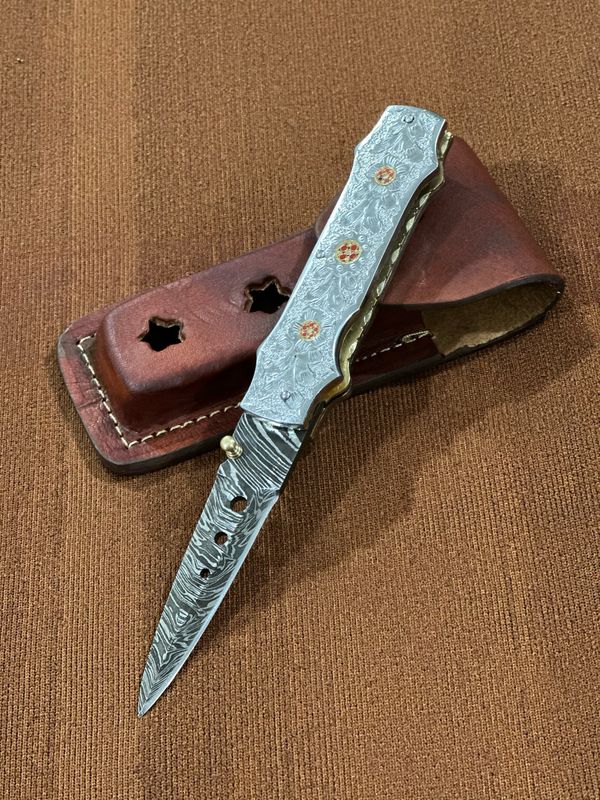 Damascene Steel Folding Knife