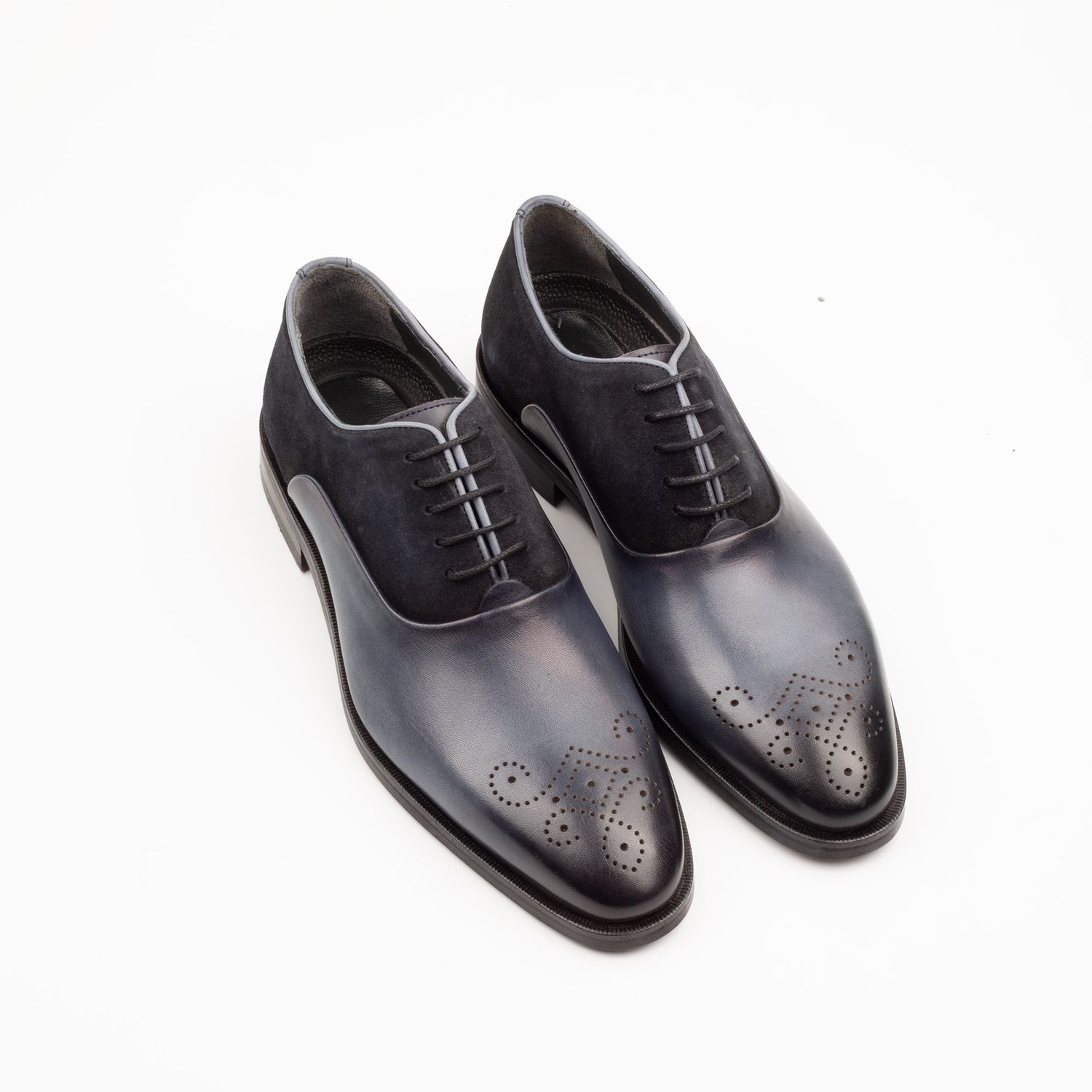 Calvano Navy Leather &amp; Suede Formal Men Shoes