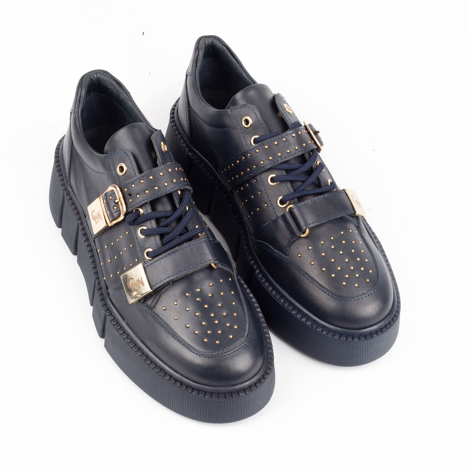 Calvano Navy Leather Casual Men Shoes