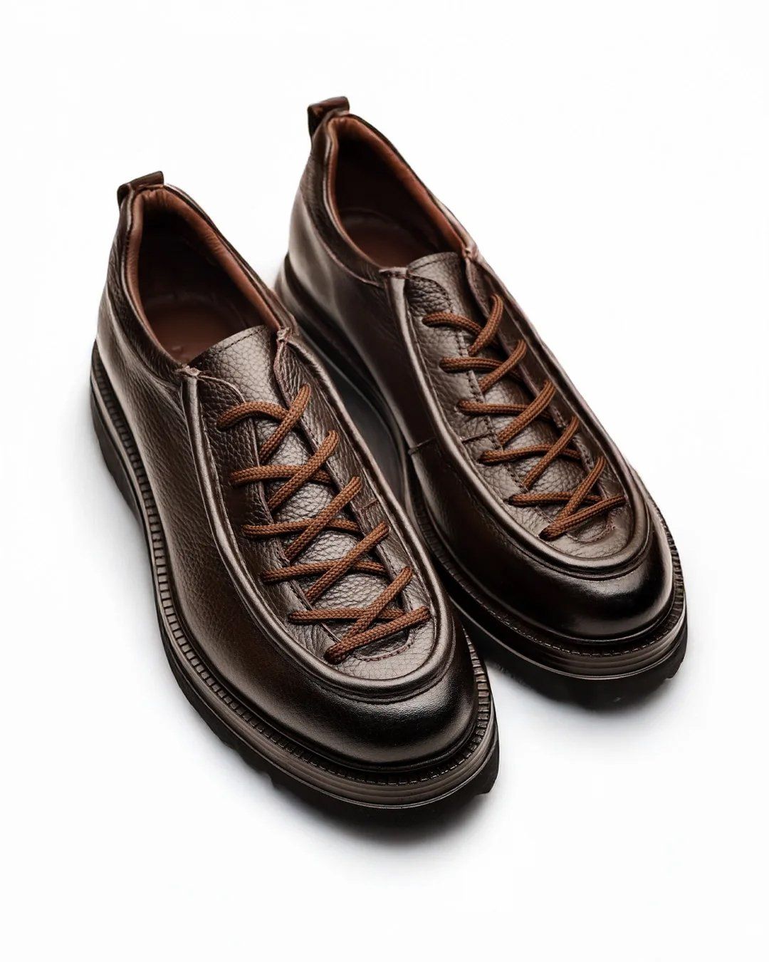 COFFEE TITAN GENUINE LEATHER MEN'S CASUAL SHOES