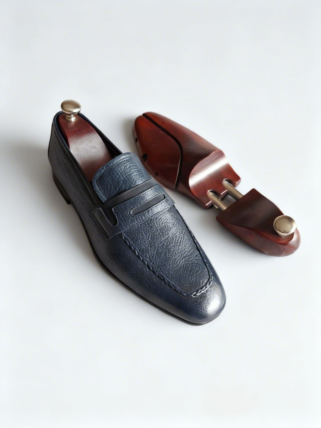 GENUINE LEATHER NAVY BLUE CASUAL
