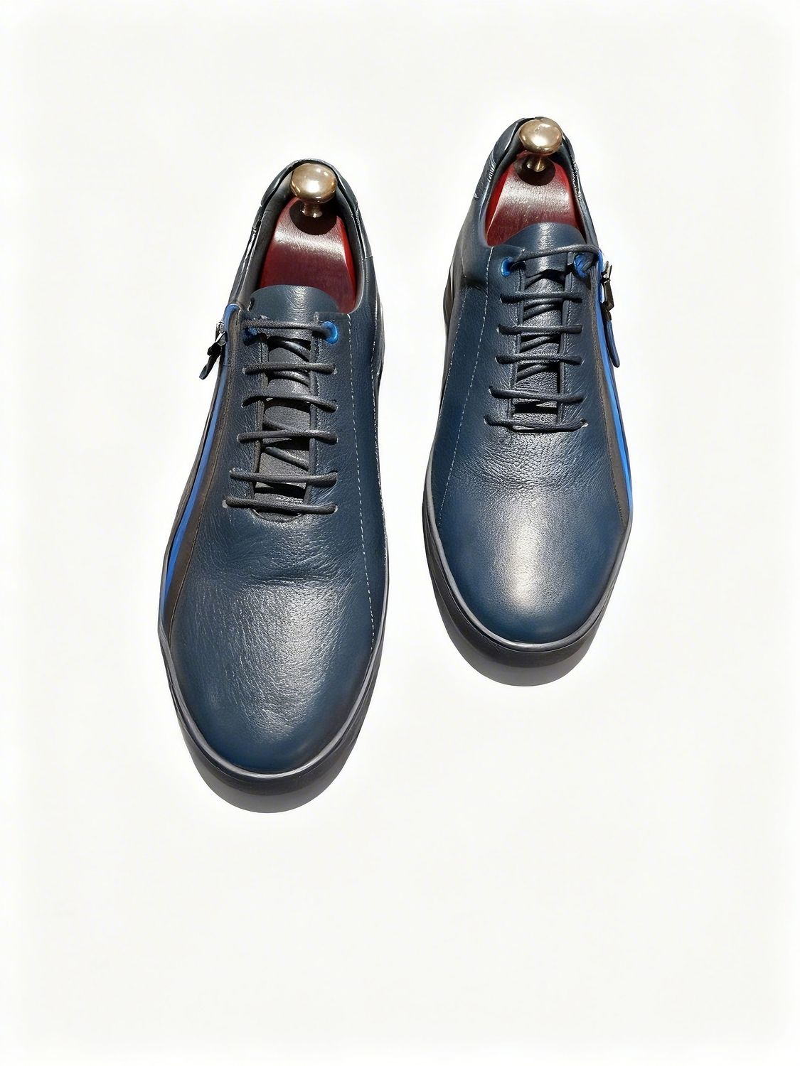 NAVY BLUE GENUINE LEATHER MEN CASUAL SHOES