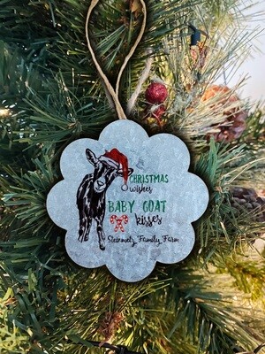 Holiday Ornament - Christmas wishes, baby goat kisses