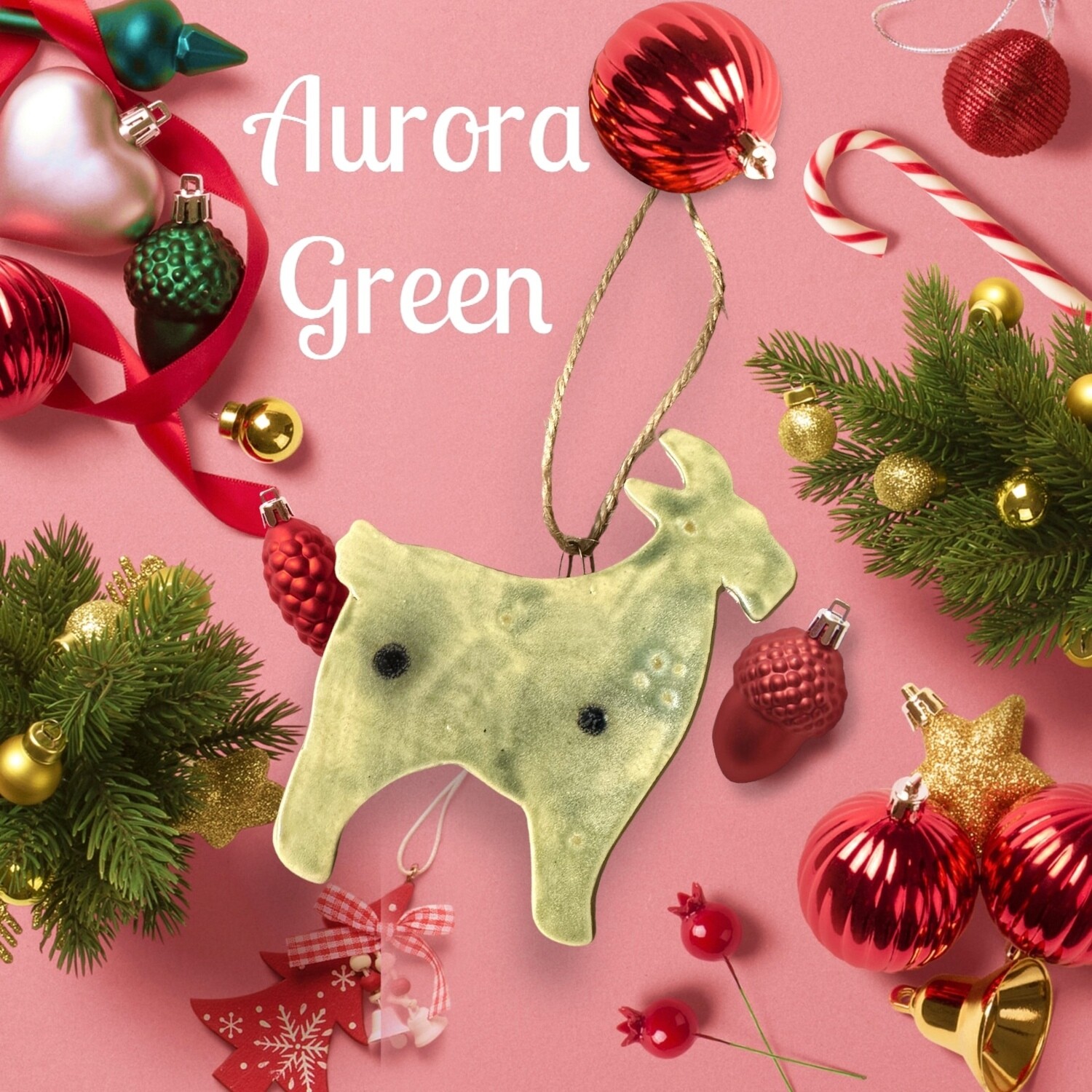 Ceramic Goat Ornament, Color: Aurora Green