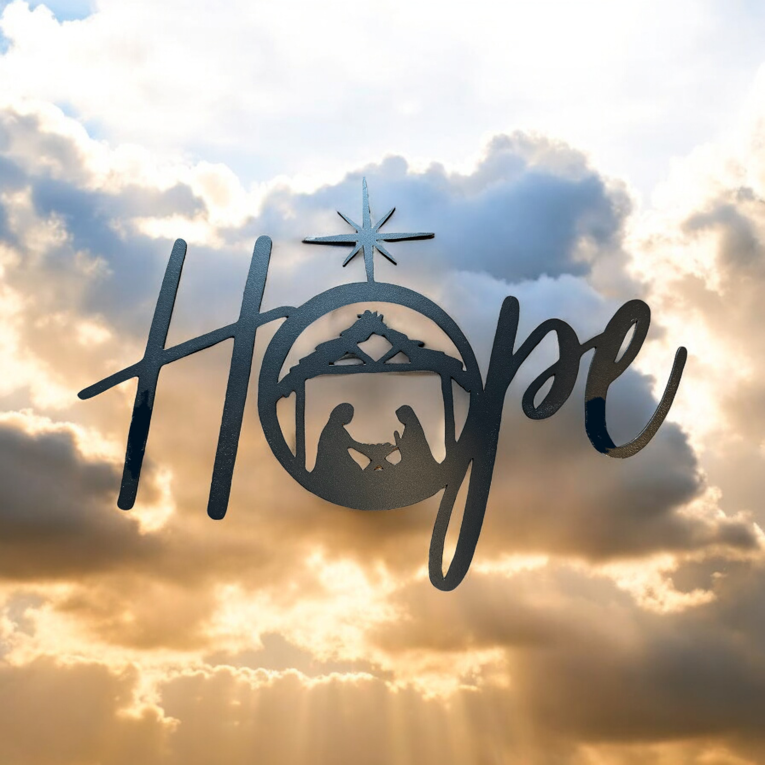 Hope Metal Nativity Sign