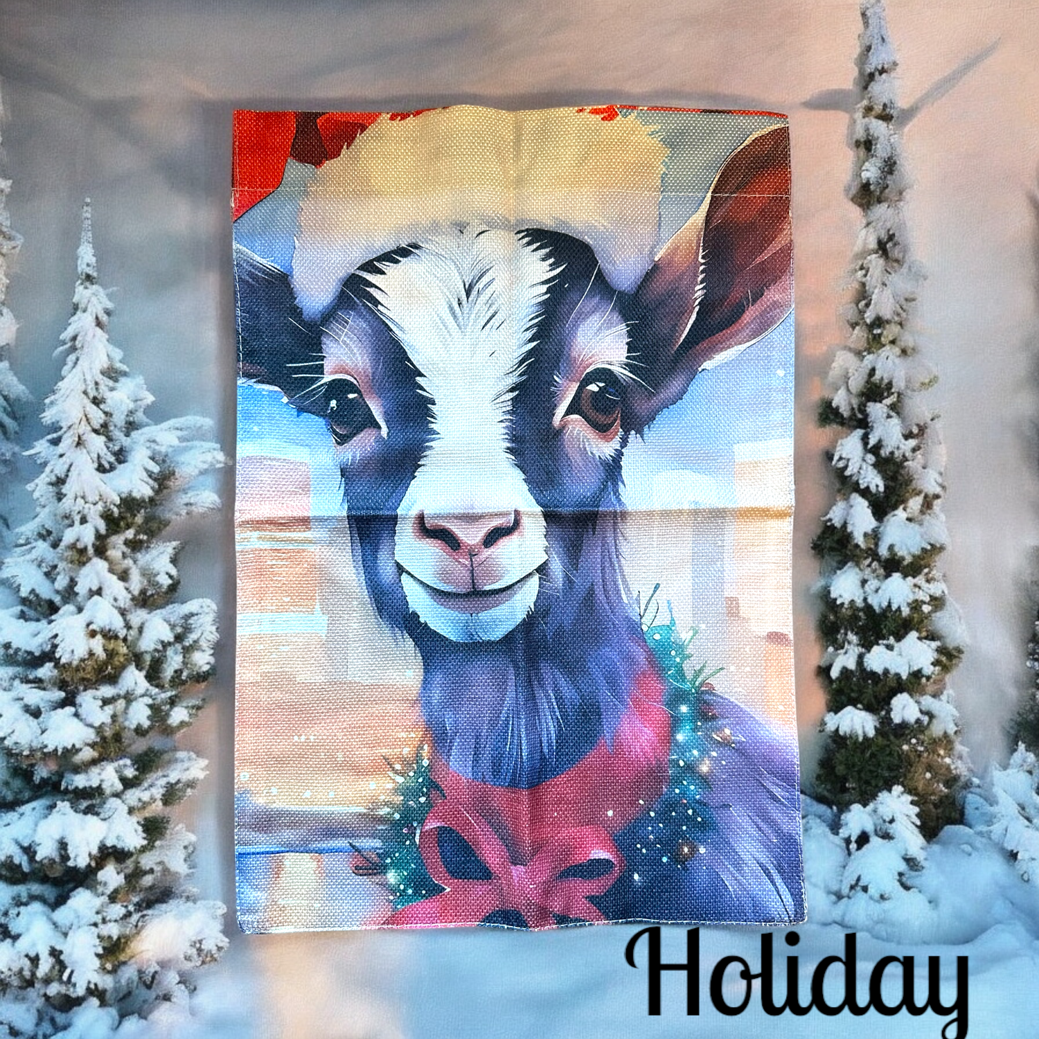Holiday Goat Flag