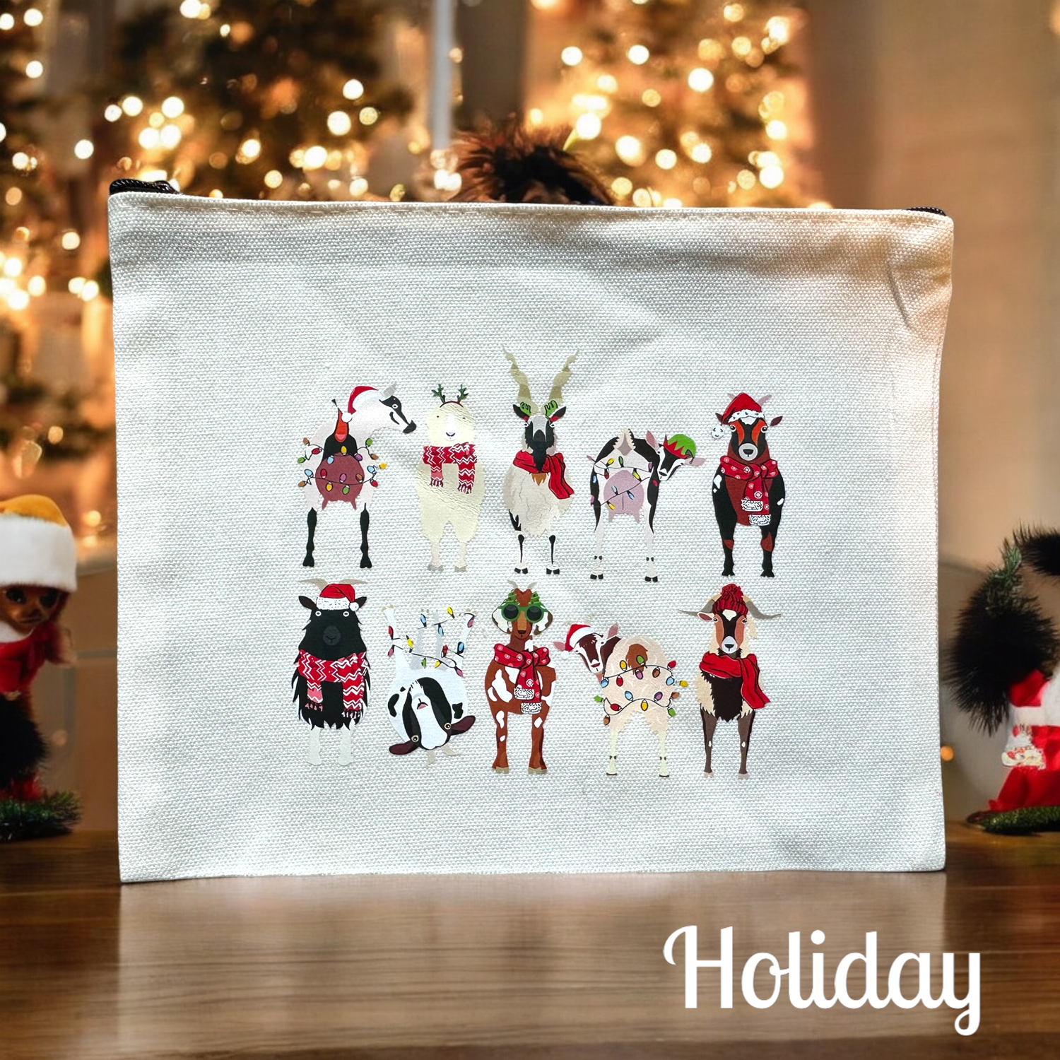 Holiday Goat Make-up Bag