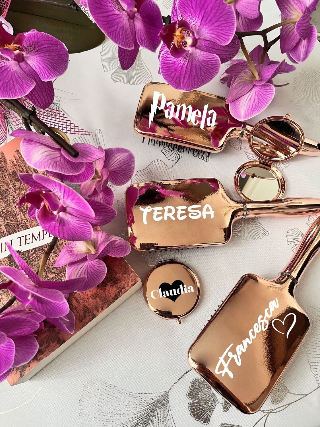Kit Spazzola&Specchio Oro Rosa