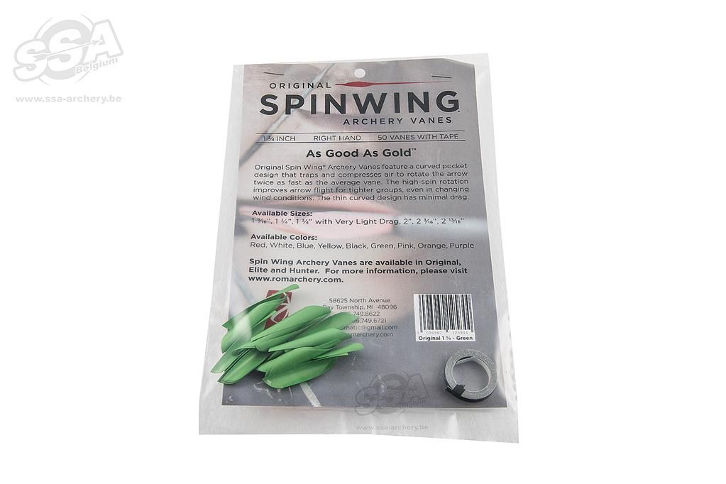 Spin-Wing Elite RH 1.75" pack de 50 vert neon