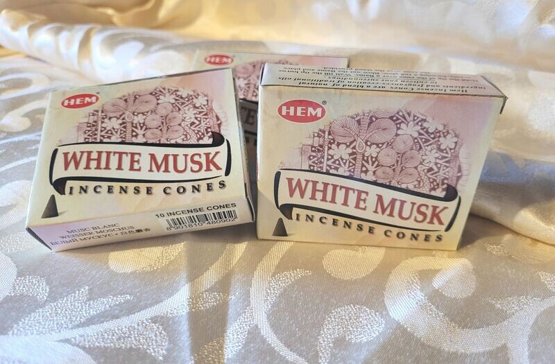 HEM - White Musk/Weißer Moschus - 1 Packung mit 10 Räucherkegel