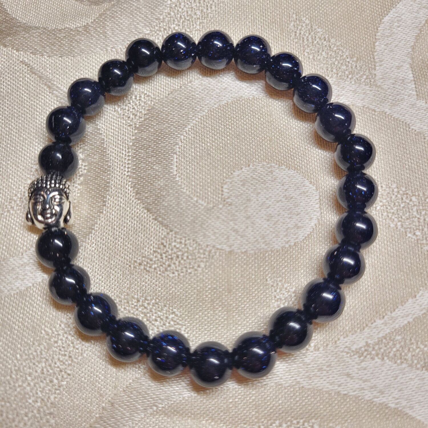 Goldfluss blau Buddhaarmband - 8 mm