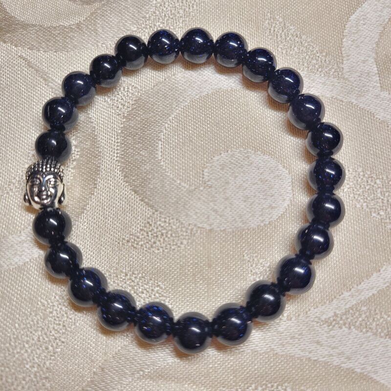 Goldfluss blau Buddhaarmband - 8 mm