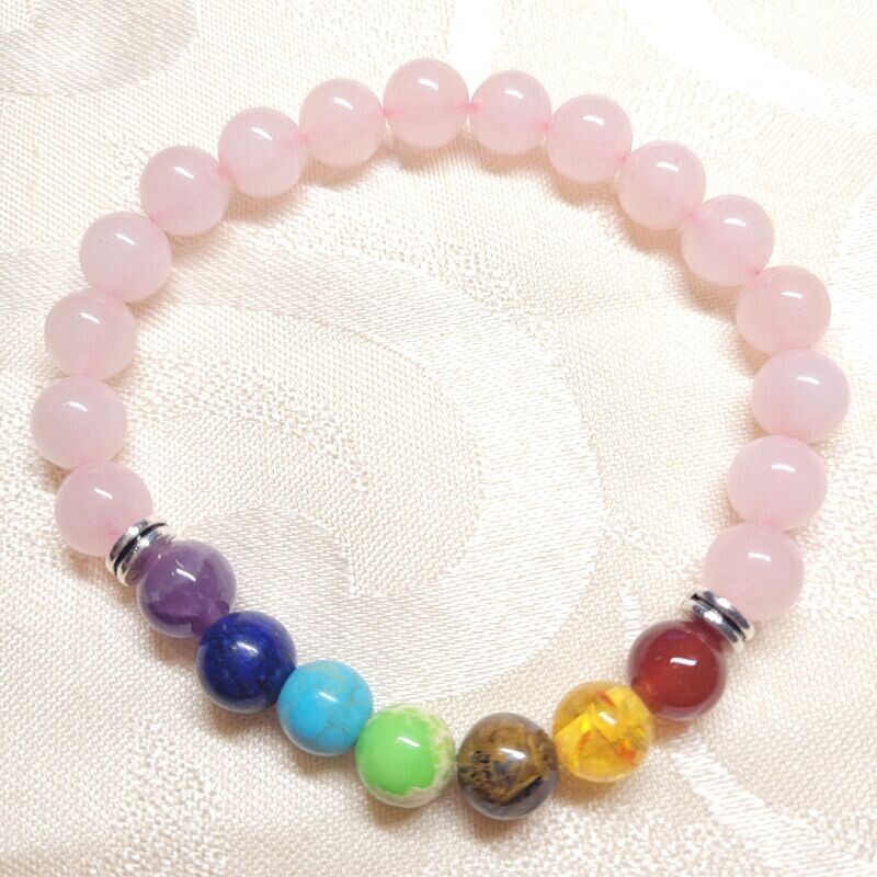Rosenquarz Chakra Armband - 8 mm Steine