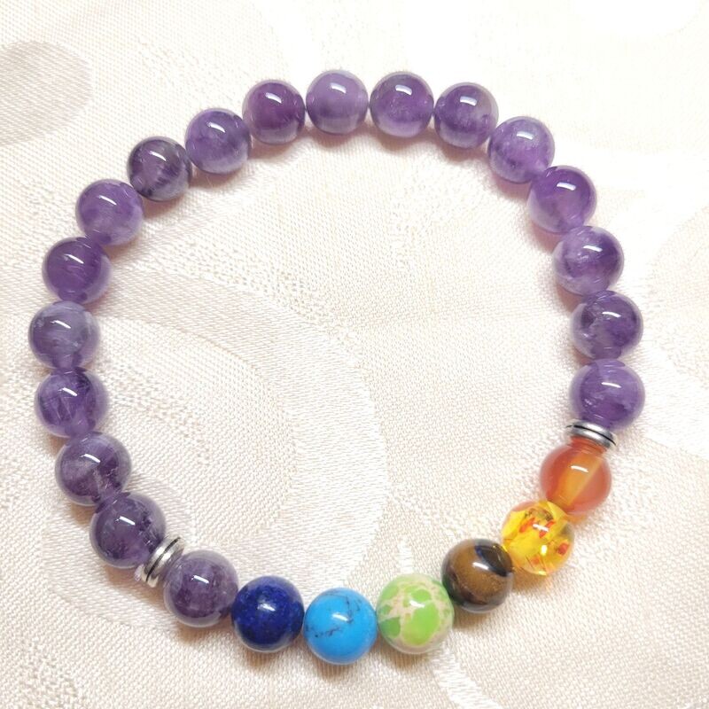 Amethyst Chakra Armband - 8 mm Steine