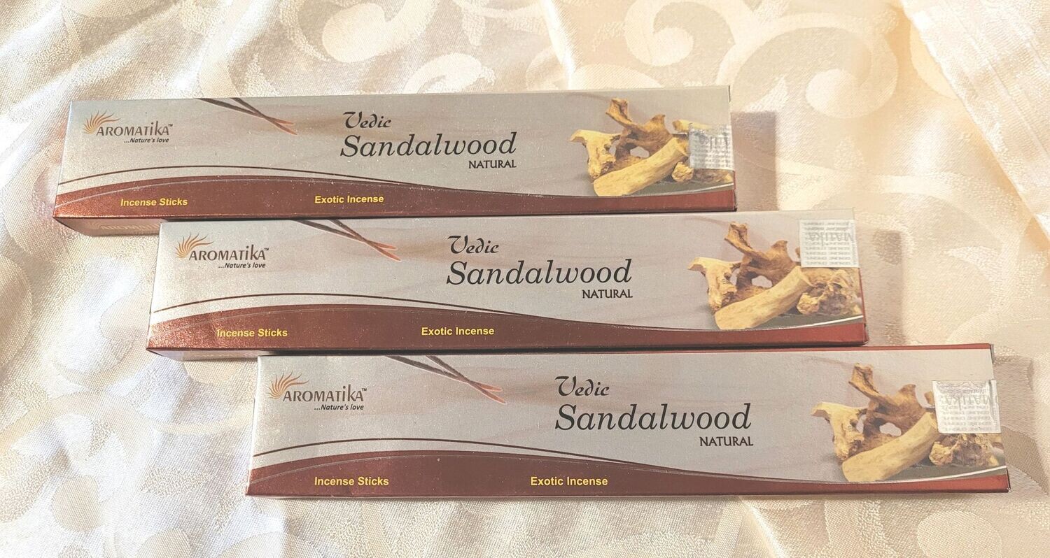 Aromatika - 12 Vedische Räucherstäbchen (15 g) - Sandelwood/Sandelholz