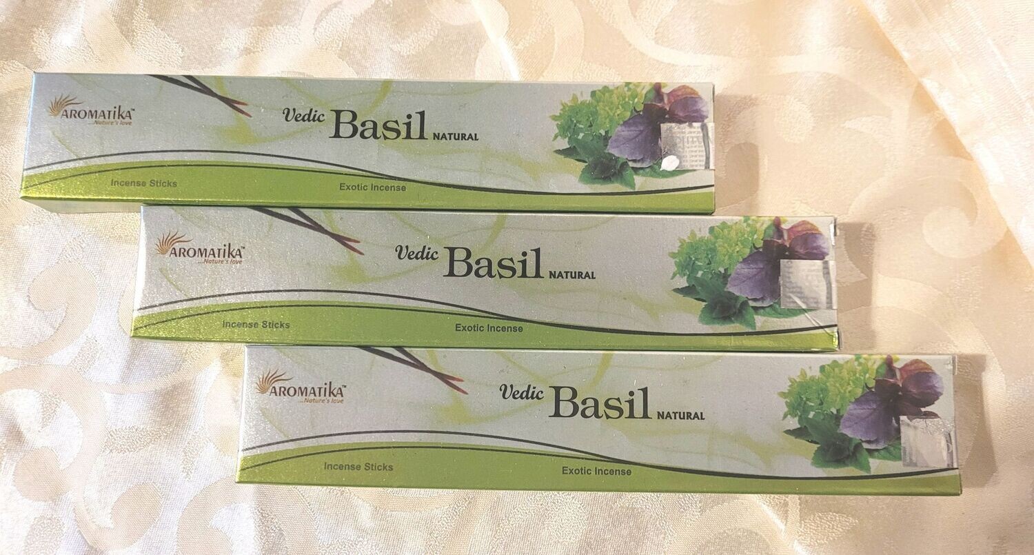 Aromatika - 12 Vedische Räucherstäbchen (15 g) - Basil/Basilikum