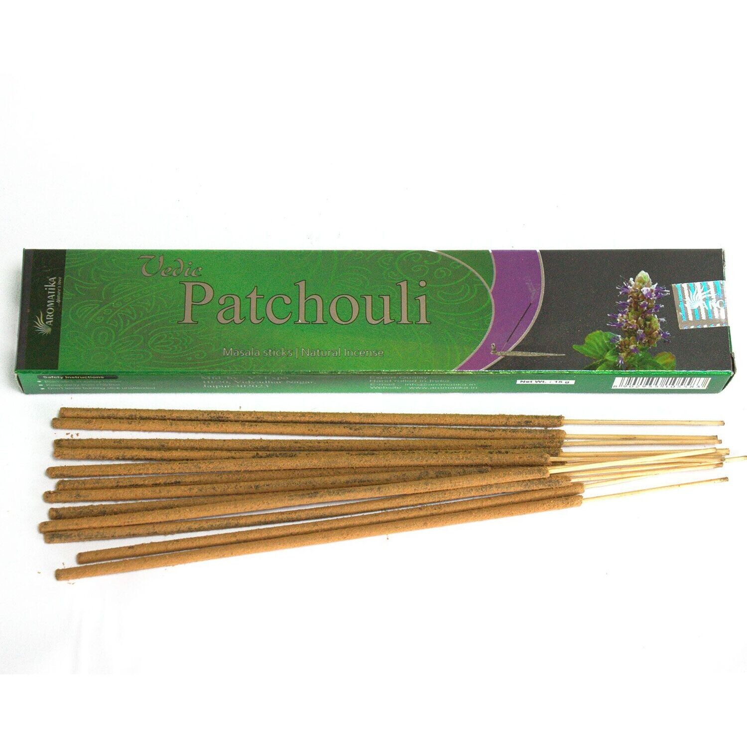 Aromatika - 12 Vedische Räucherstäbchen (15 g) - Patchouli