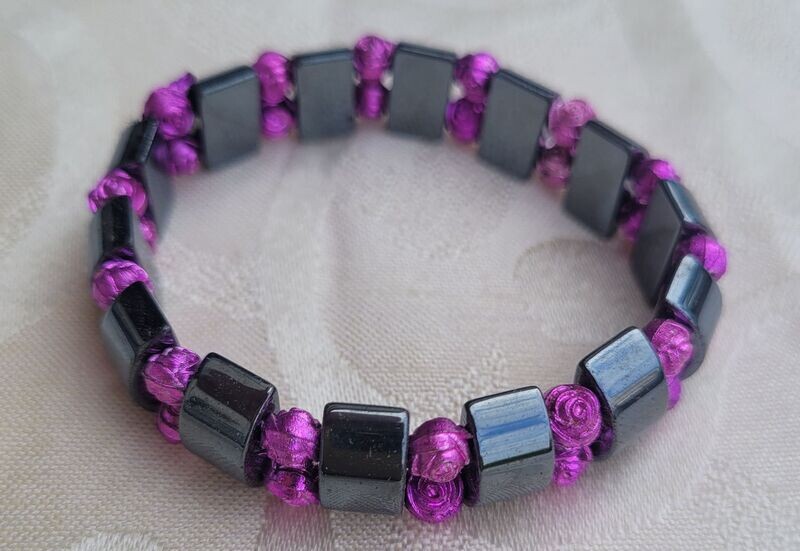 Hämatit Armband - lila - elastisch