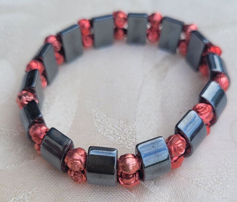 ​Hämatit Armband - rot - elastisch