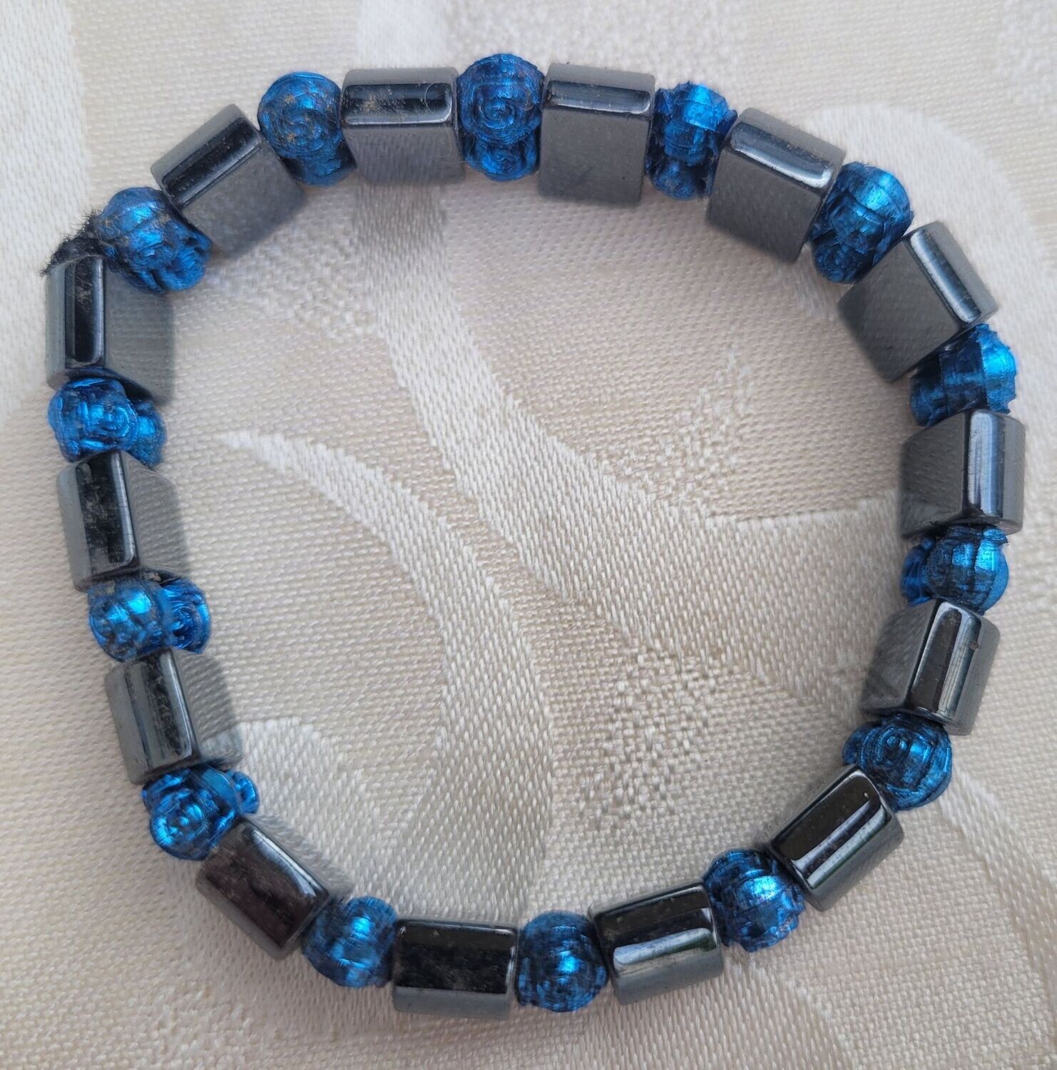 Hämatit Armband - blau - elastisch
