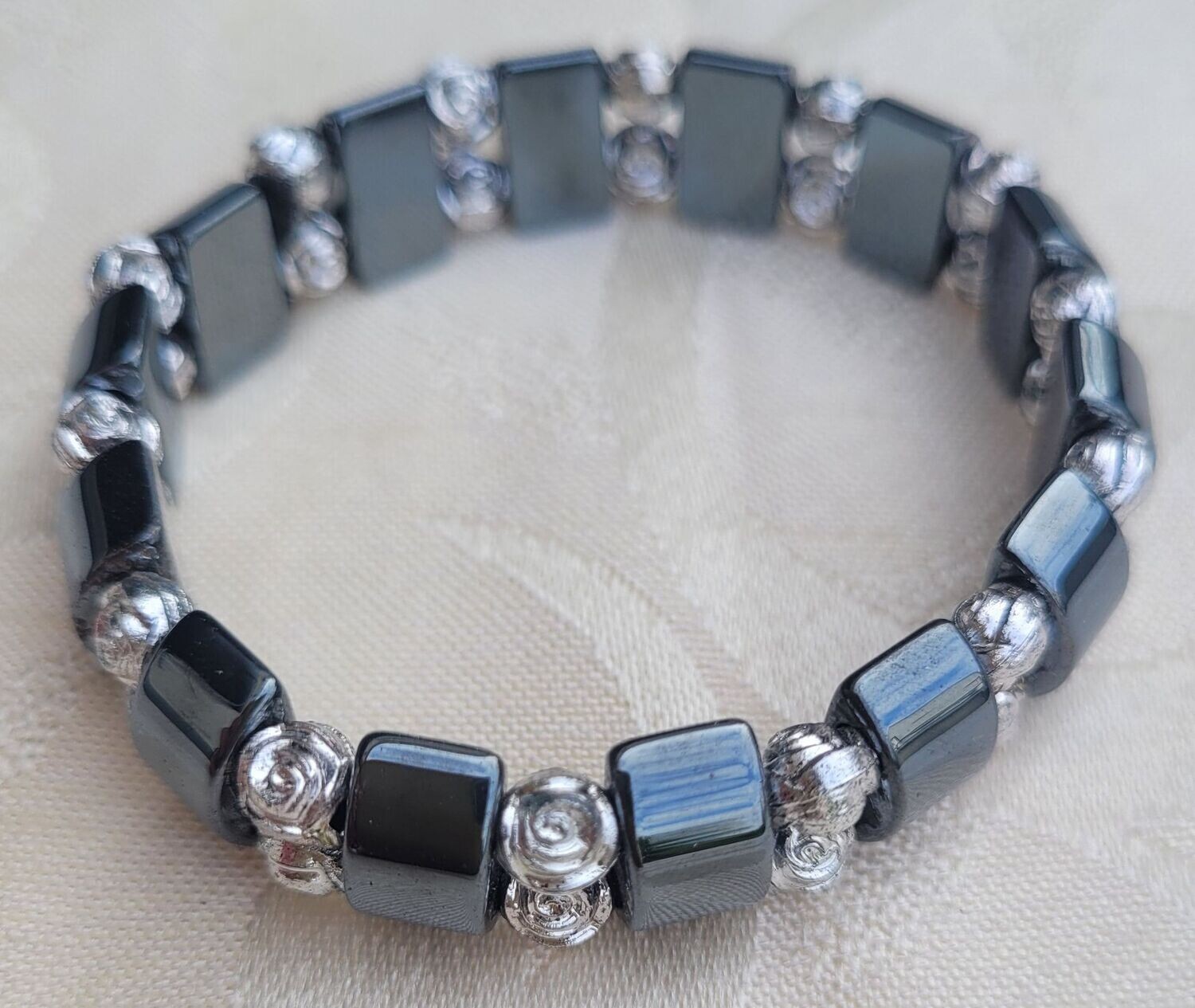 ​Hämatit Armband - silber - elastisch