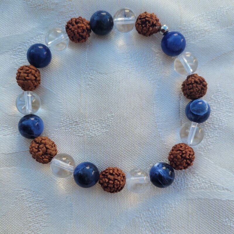​Rudrashka Sodalith Bergkristall Armband - 8 mm