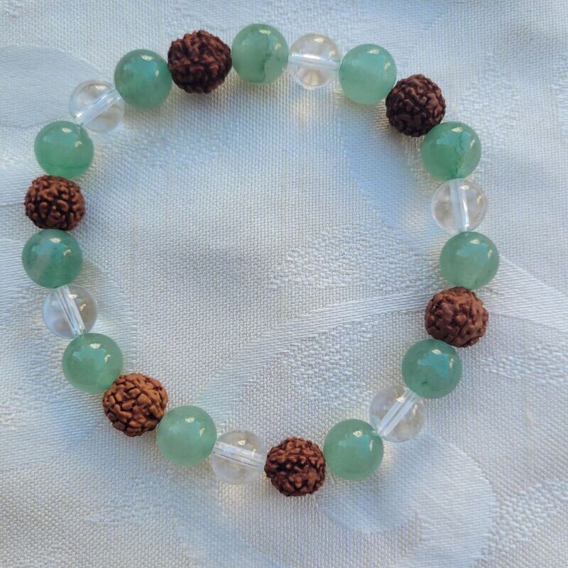 Rudrashka Aventurin Bergkristall Armband - 8 mm