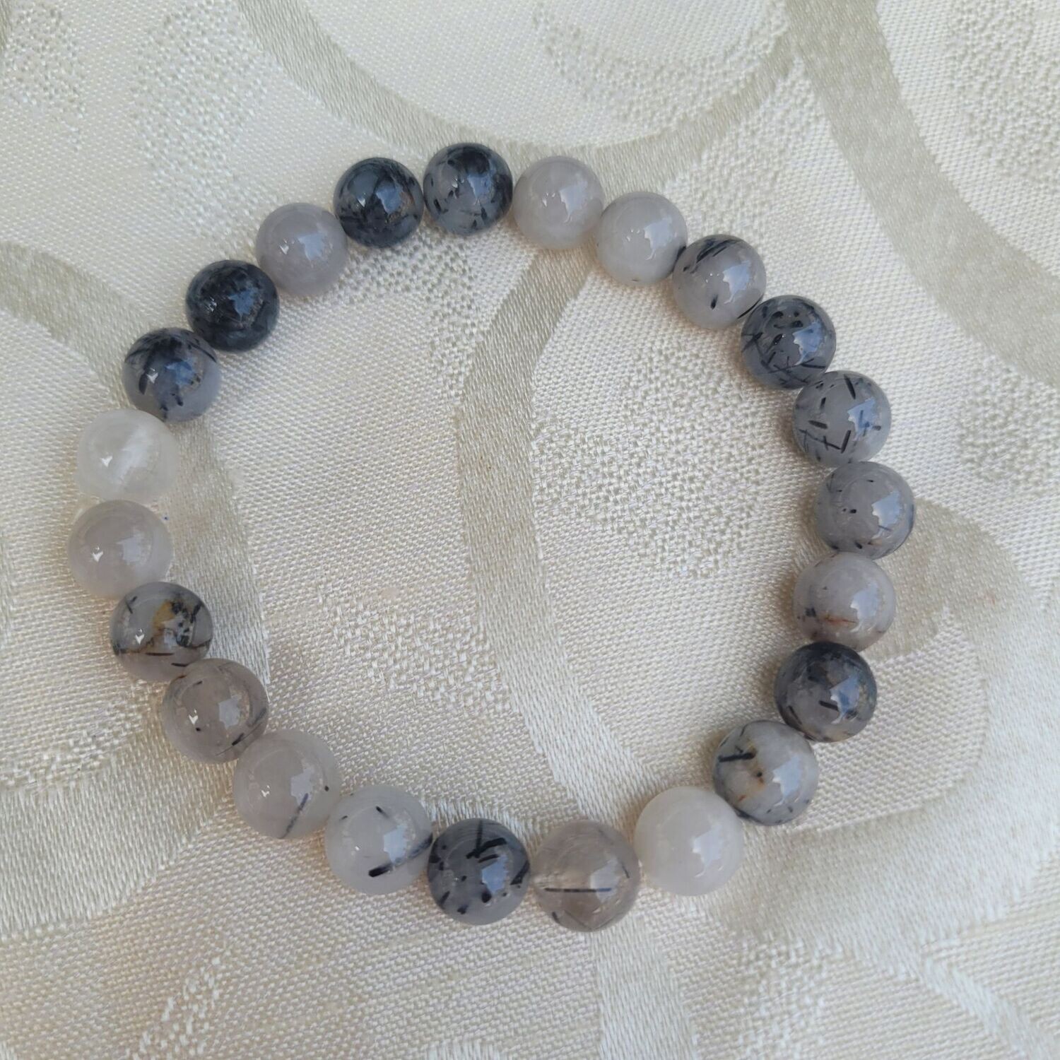 Schwarzhaarquarz Edelsteinarmband - 8 mm