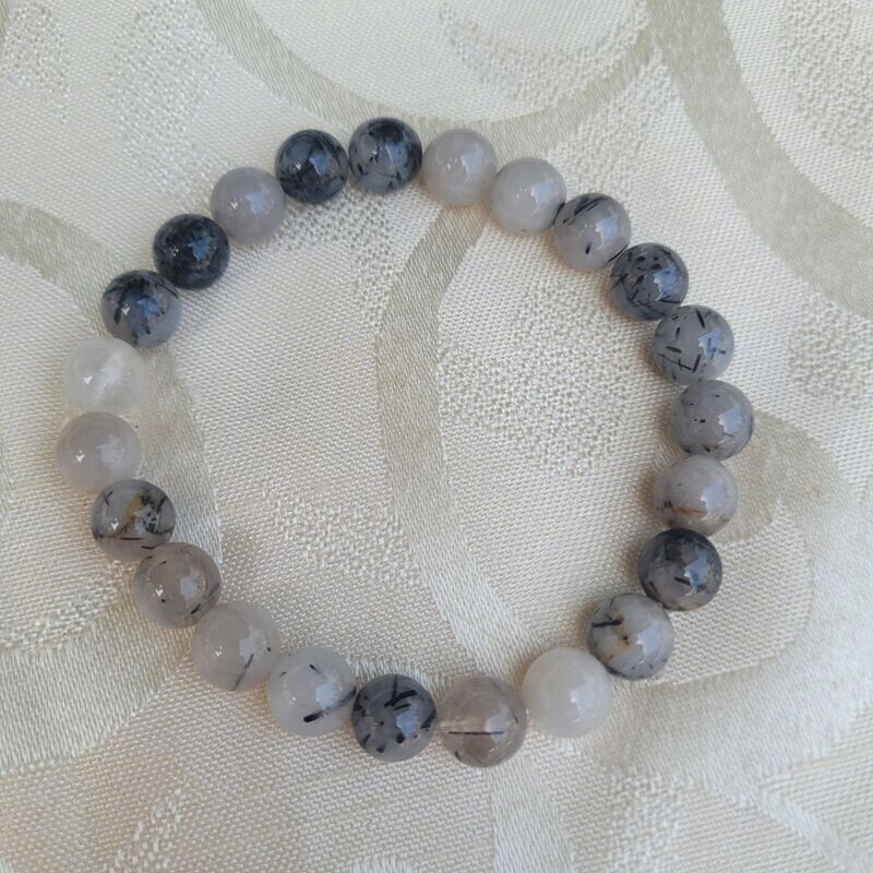 Schwarzhaarquarz Edelsteinarmband - 8 mm