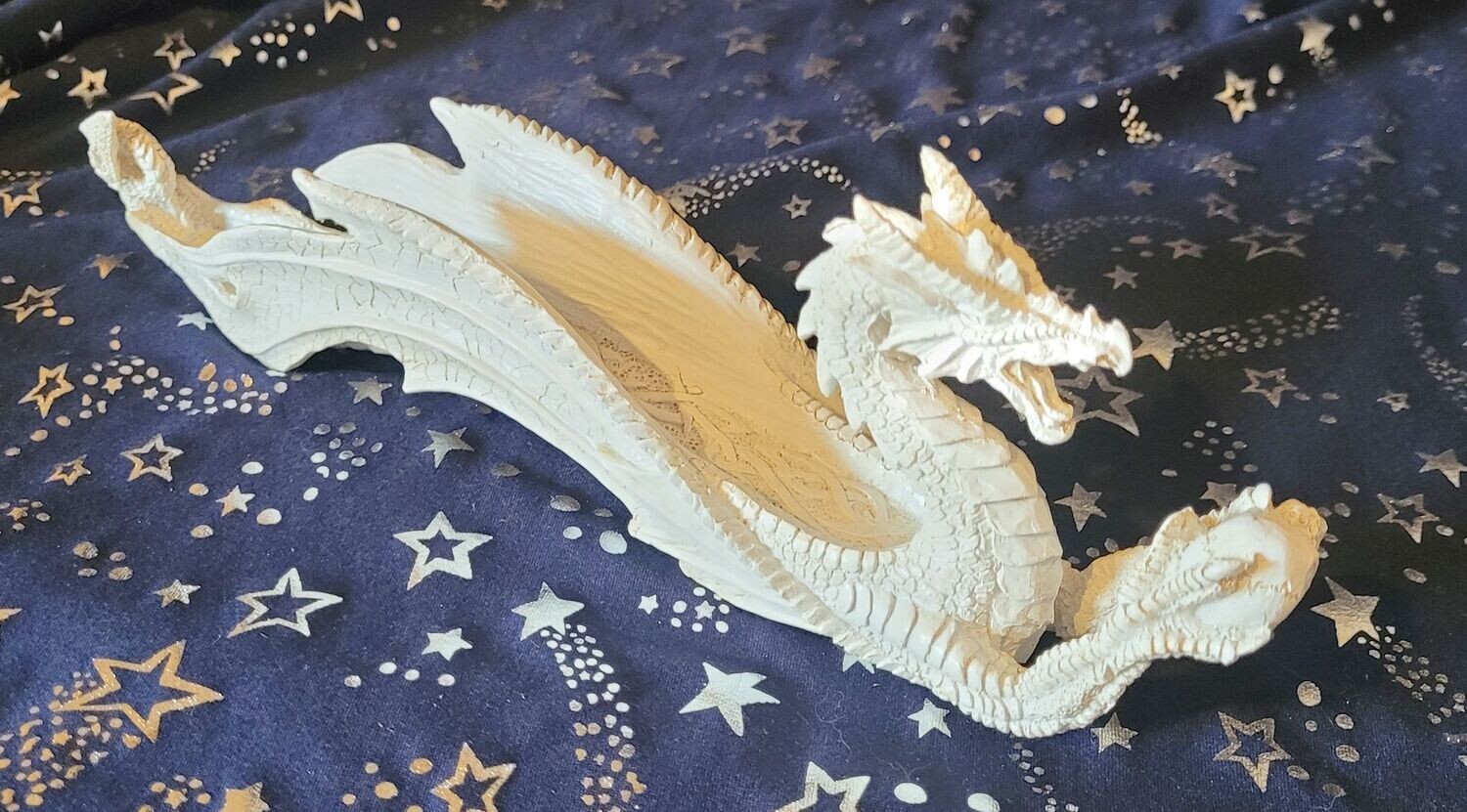 Räucherstäbchen- und Kegelhalter - weißer Drache