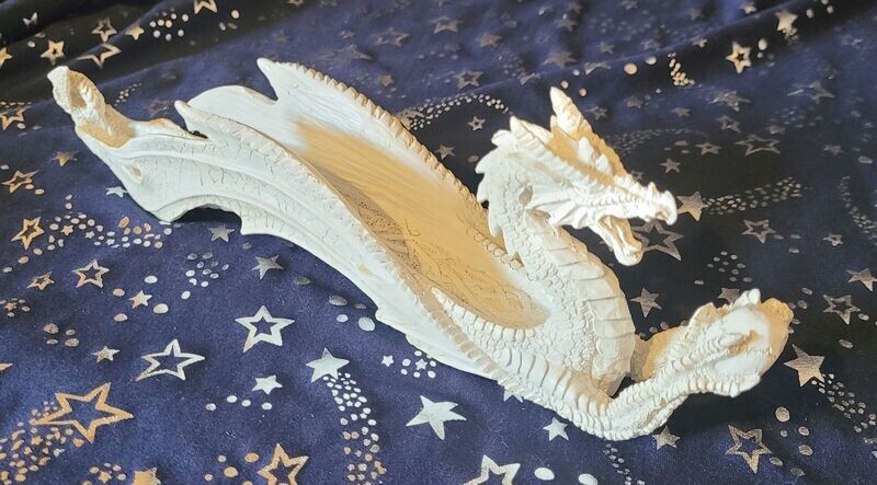 Räucherstäbchen- und Kegelhalter - weißer Drache