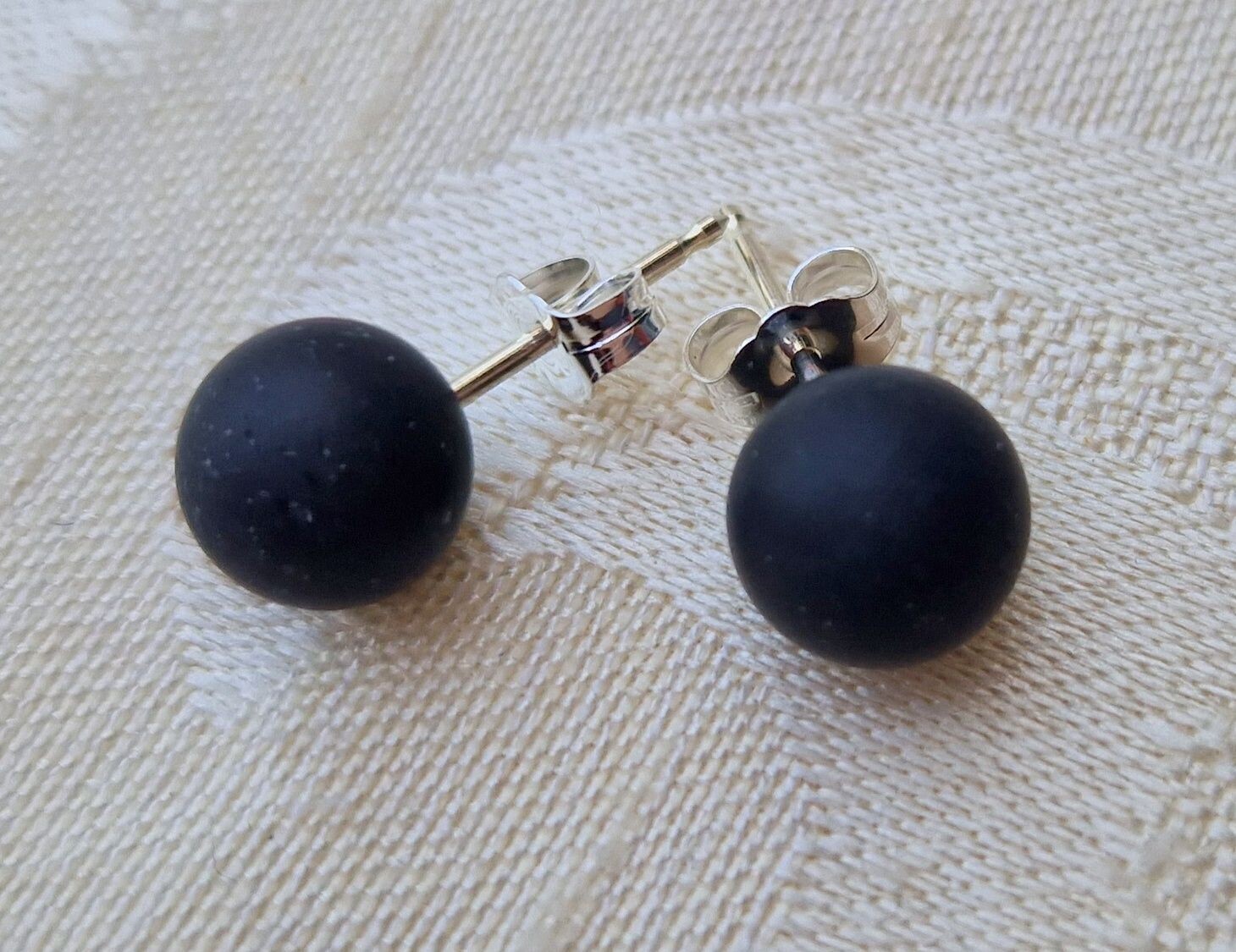 ​Ohrstecker - Obsidian - Silber 925 - matt