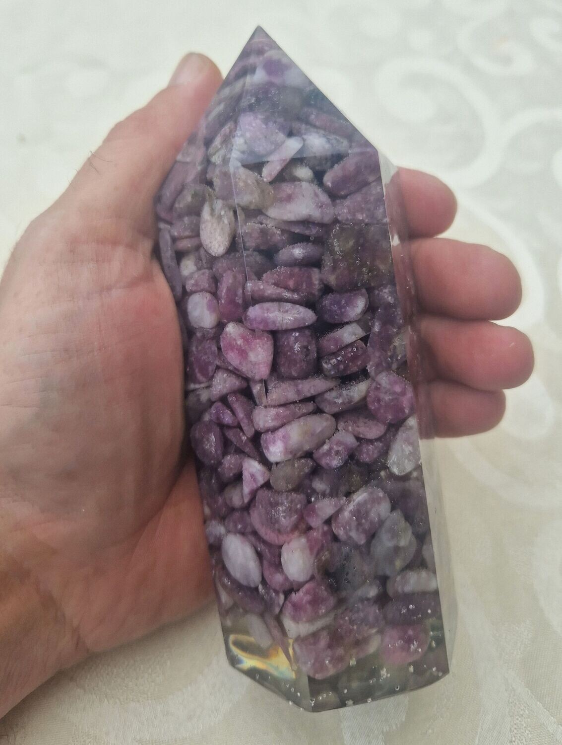 ​Orgonit Obelisk - Turm - Lepidolith - 15 cm