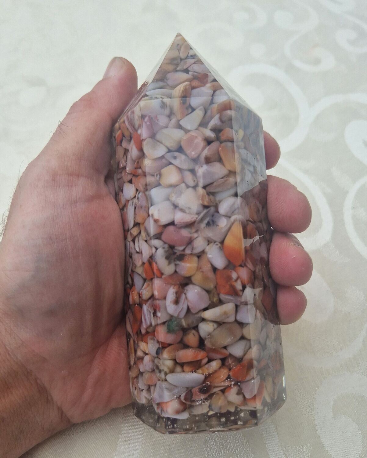 ​​​​Orgonit Obelisk - Turm - Chalcedon Orange River - 15 cm