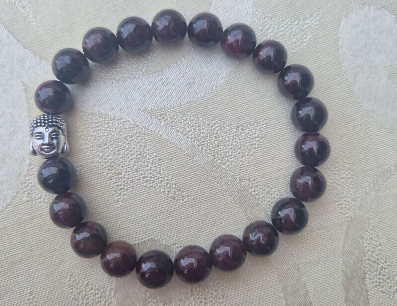 ​Granat Edelsteinarmband Buddha.