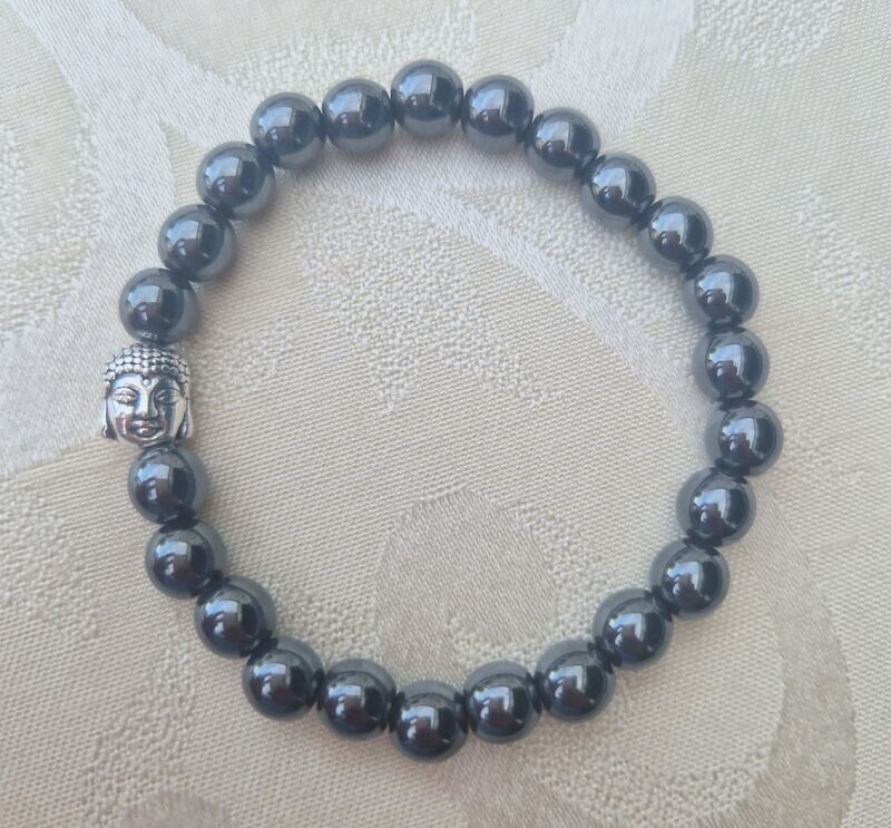 ​​Hämatit Edelsteinarmband Buddha.